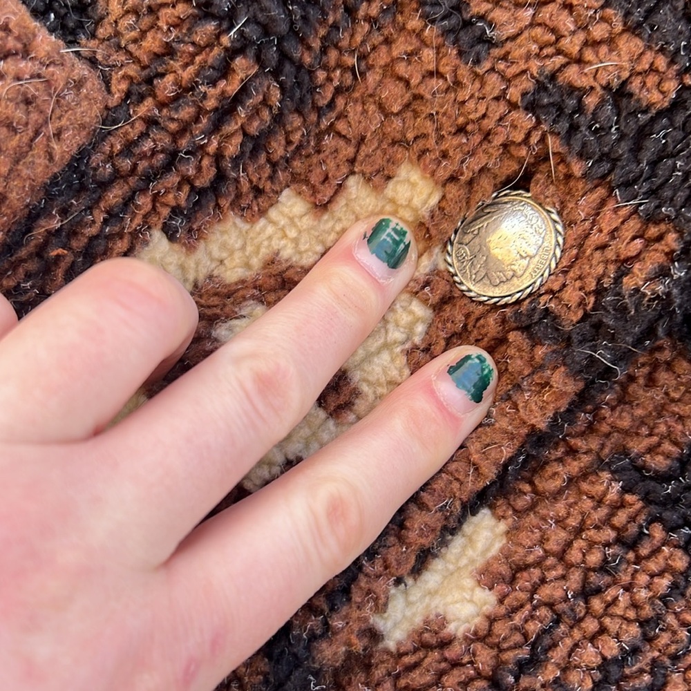 Vintage Brown & Black Aztec Sherpa Coat - Picture 4 of 7